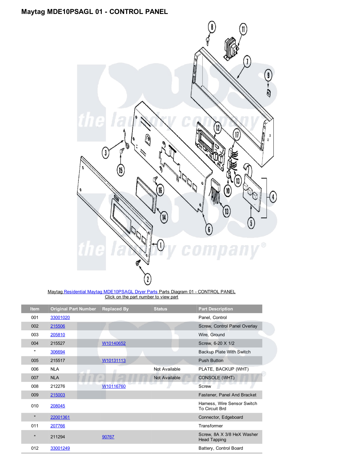 Maytag MDE10PSAGL Parts Diagram