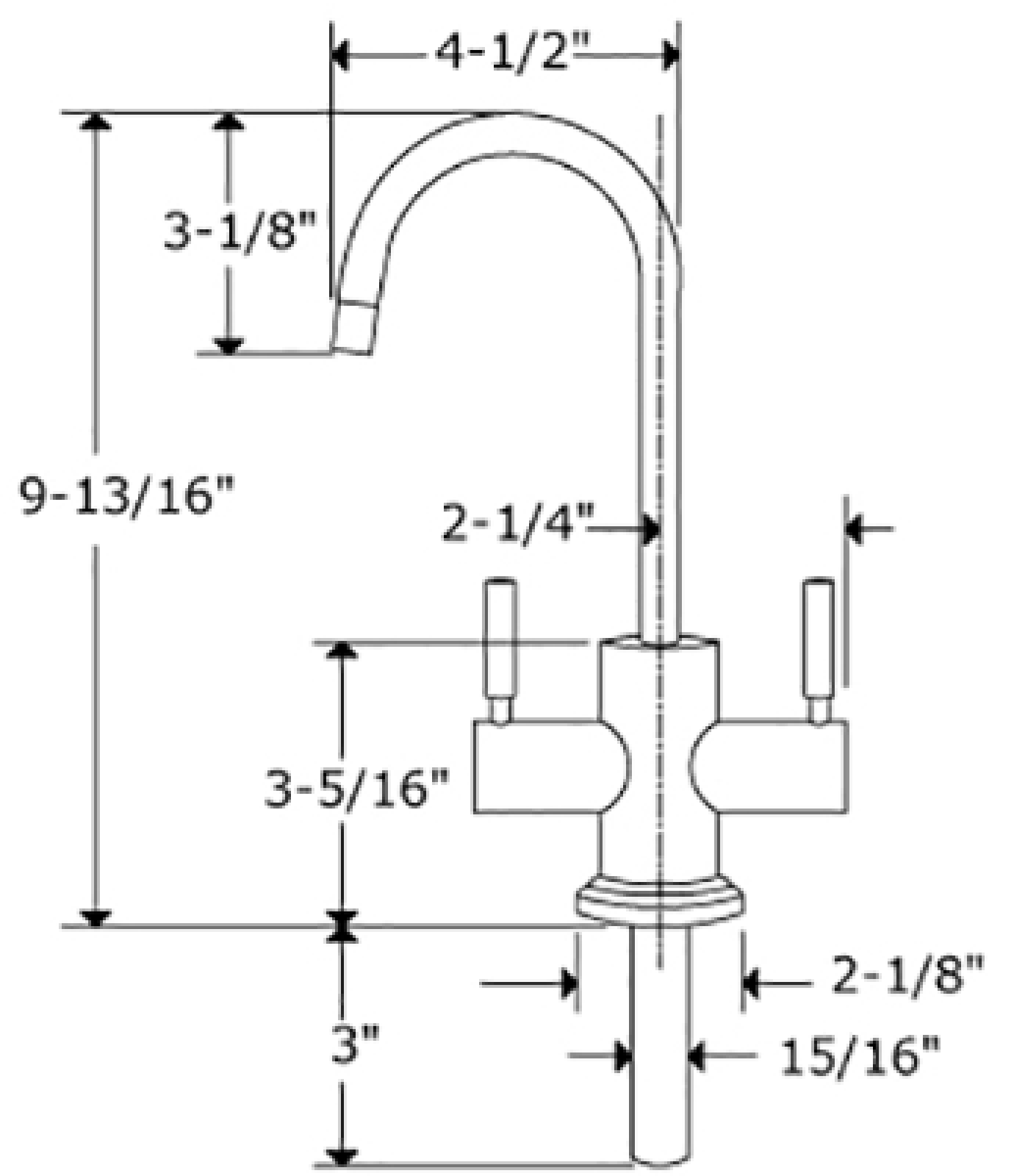 APEC FAUCET-HC-WST-NP Dimensions Guide