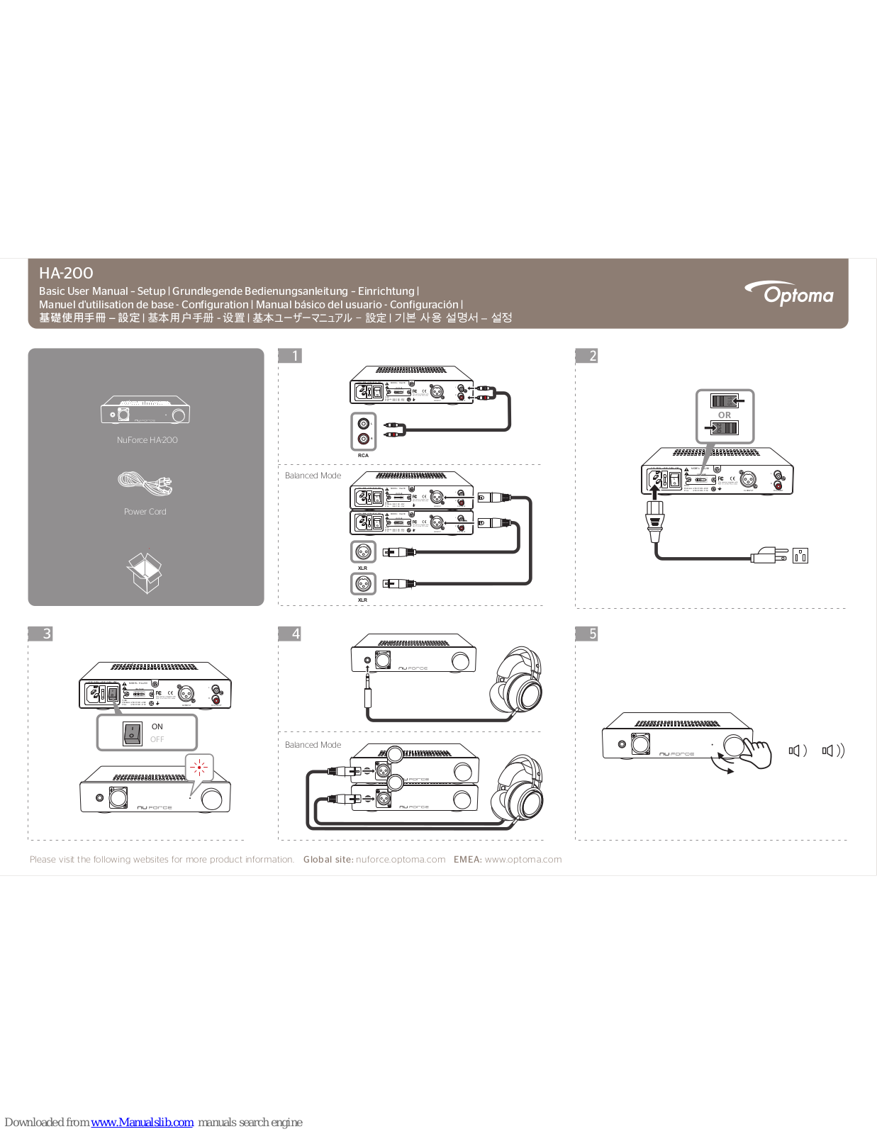 Optoma NuForce HA-200 Basic User Manual – Setup - ManualMachine.com