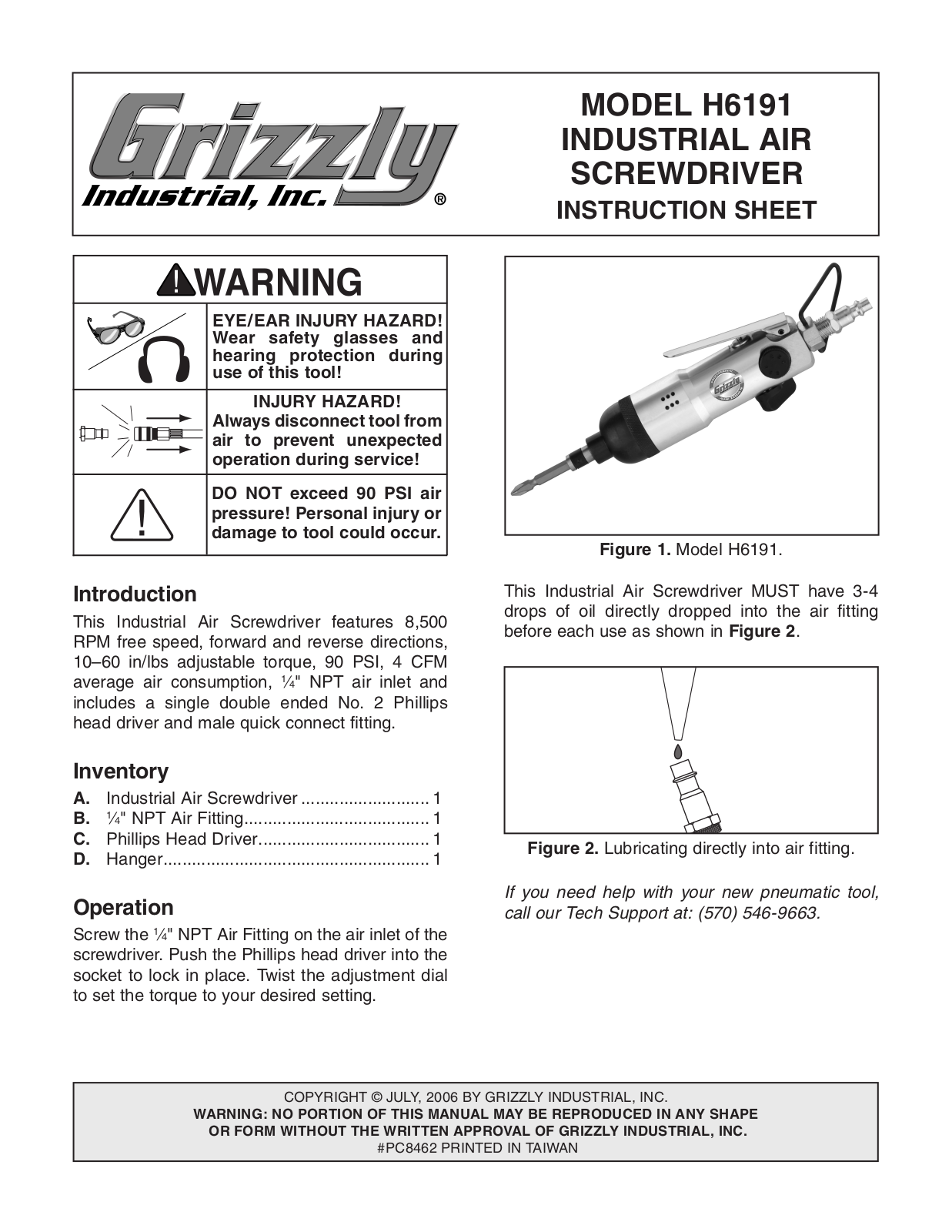 Grizzly H6191 User Manual