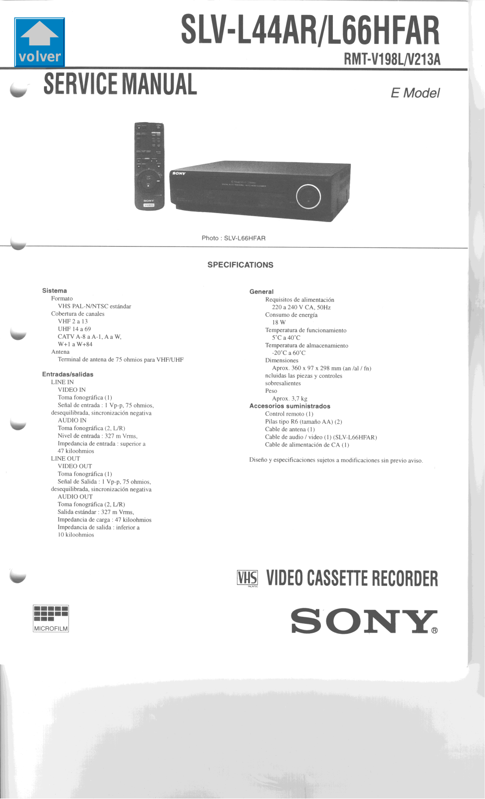 Sony SLV-R44AR Service Manual