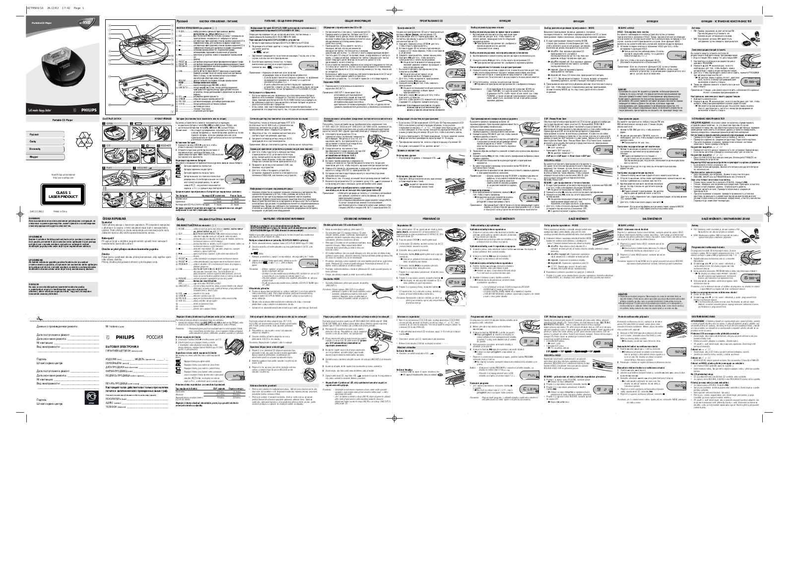 Philips AZT9500 User Manual