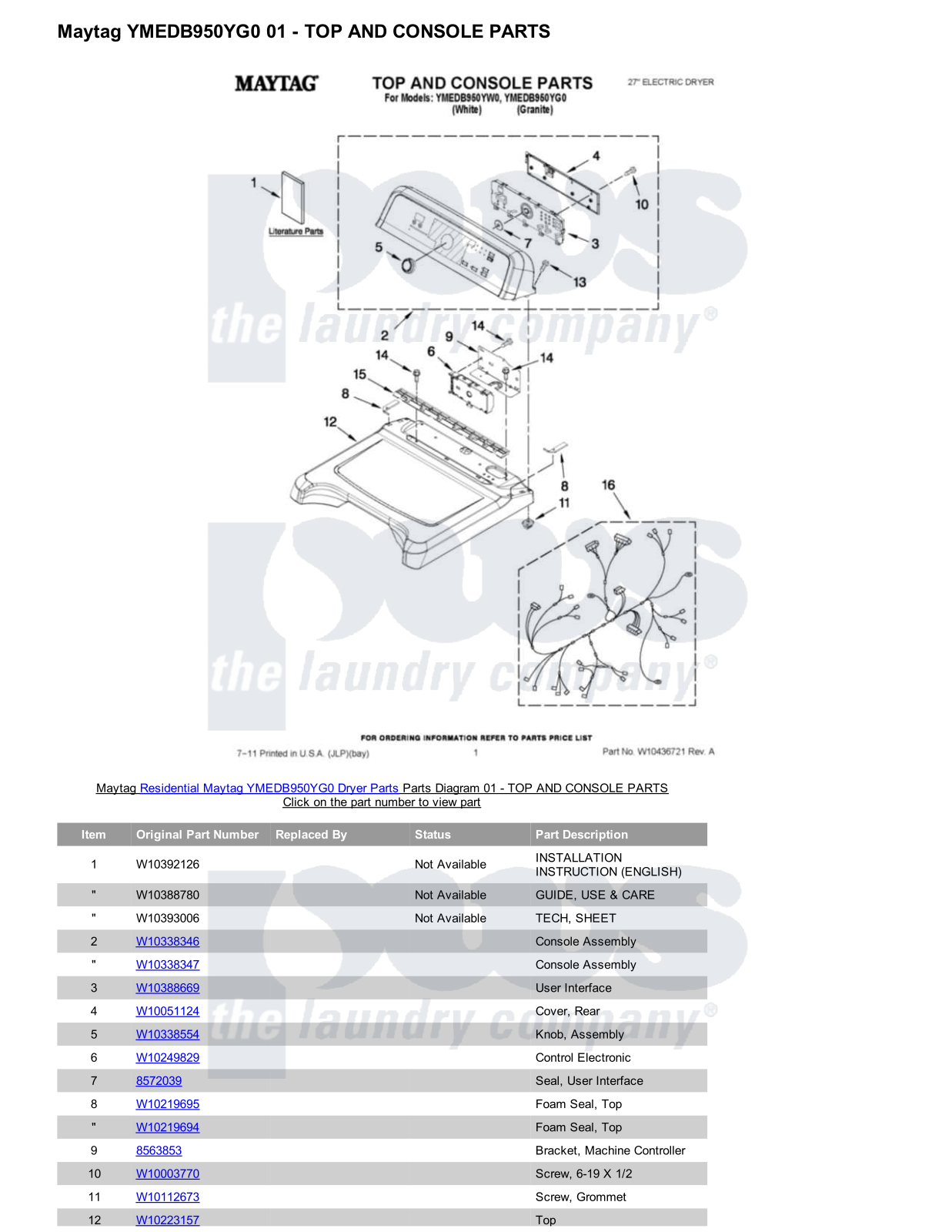 Maytag YMEDB950YG0 Parts Diagram