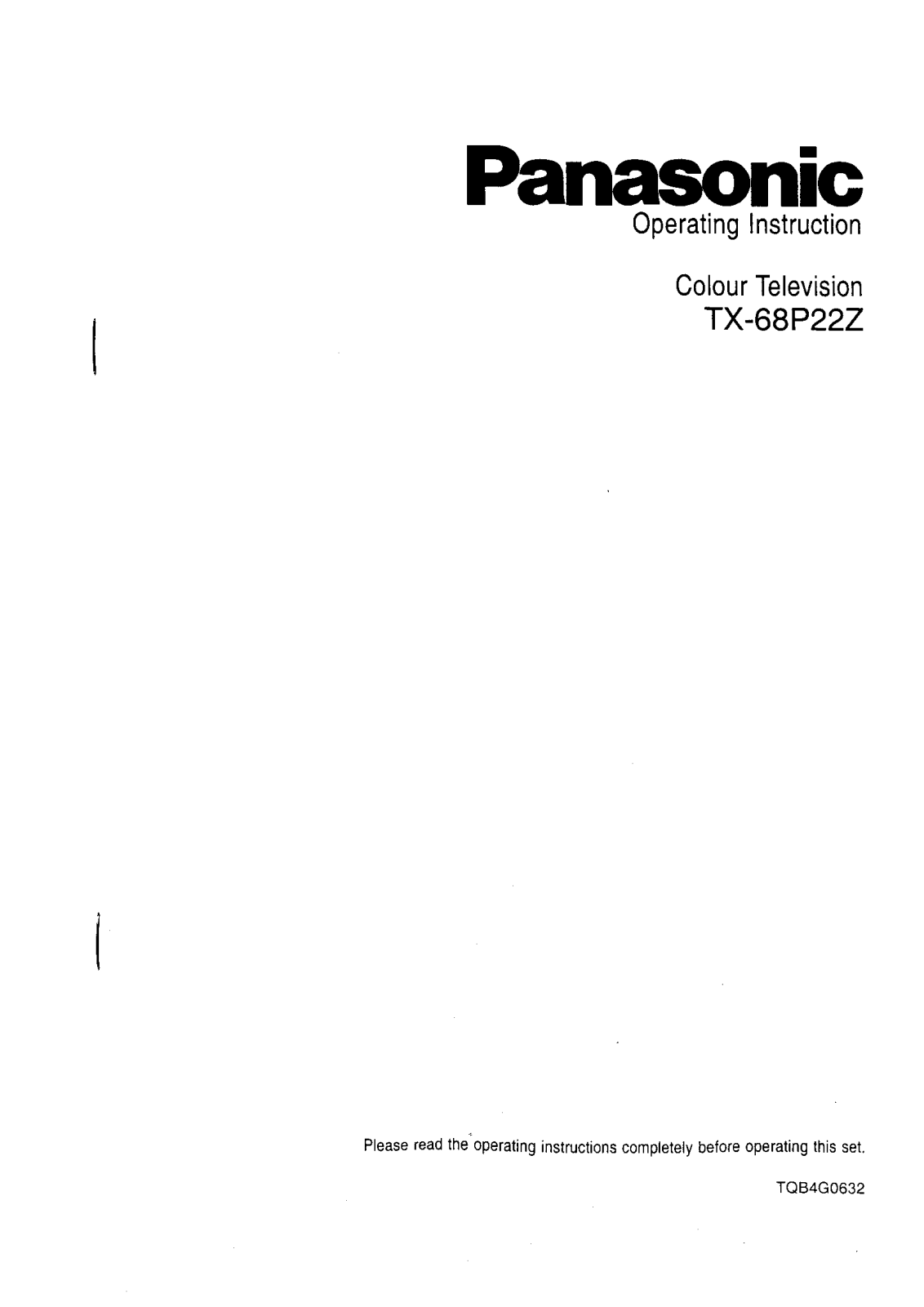 Panasonic TX-68P22Z Operating Instruction