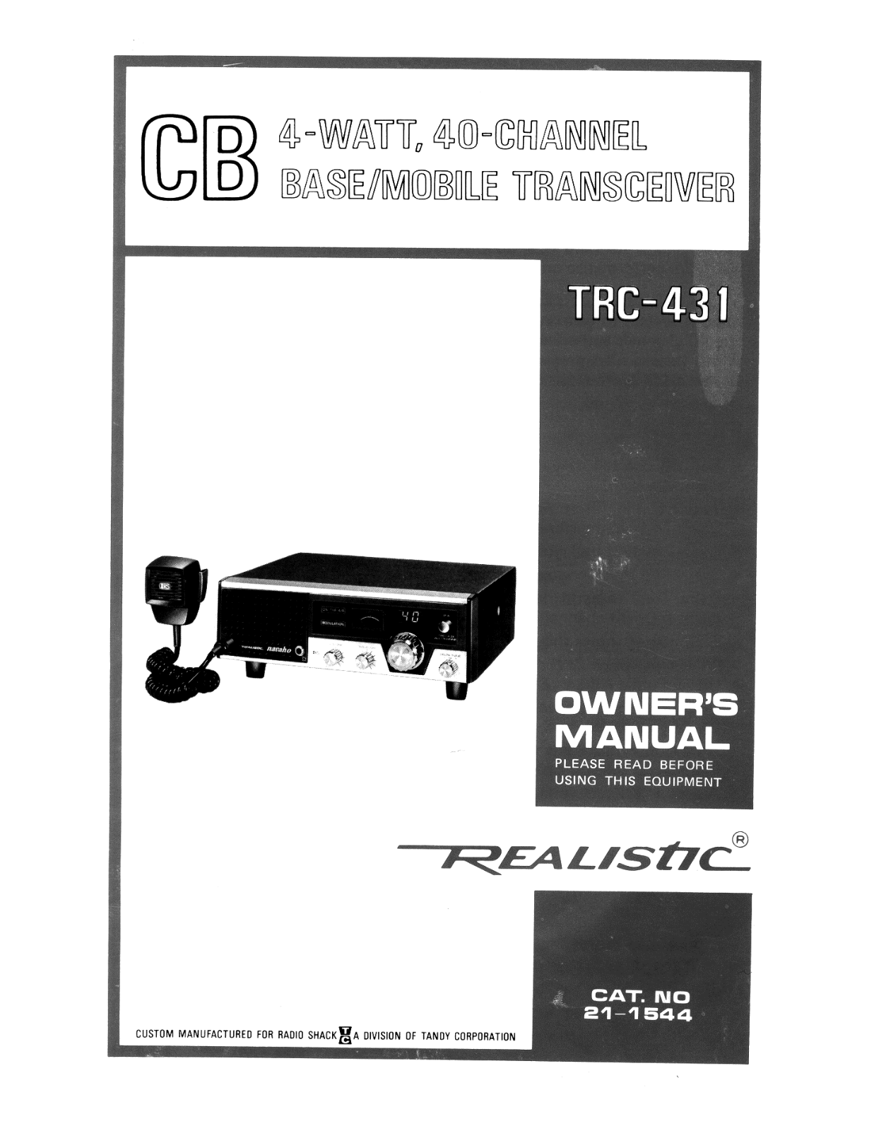 Realistic trc431 User Manual