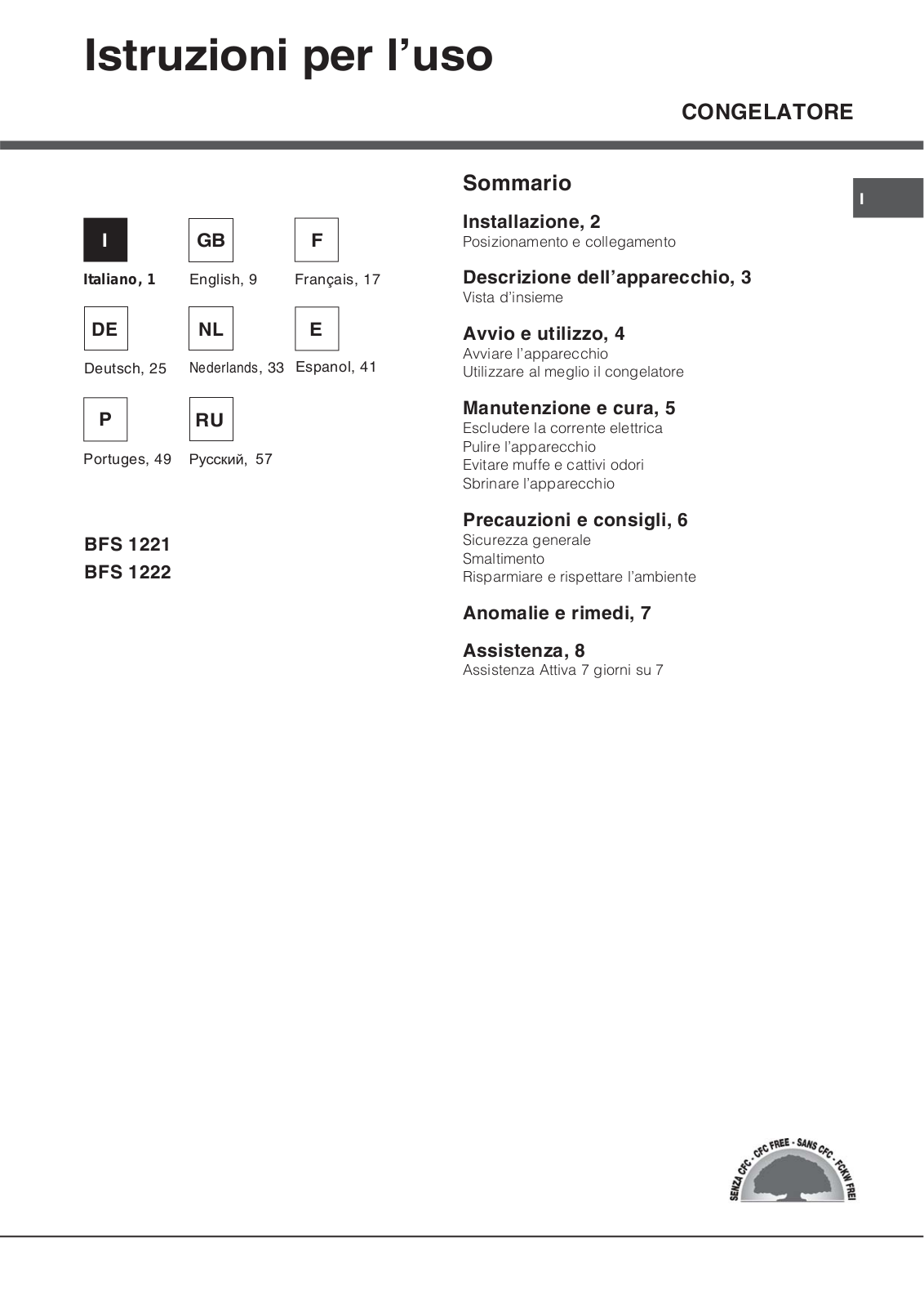 HOTPOINT BFS1221 User Manual