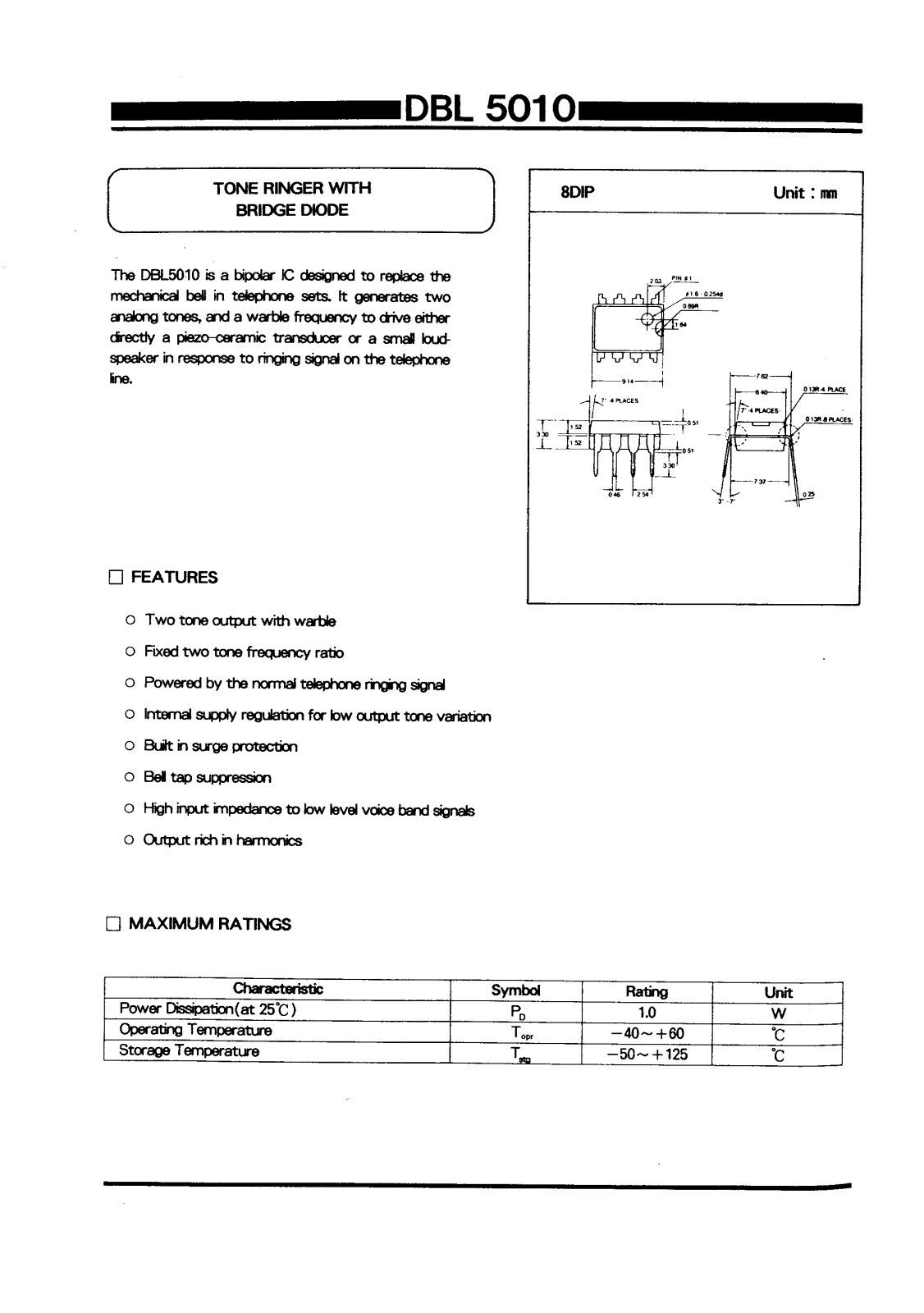 Daewoo Semiconductor DBL5010 Datasheet