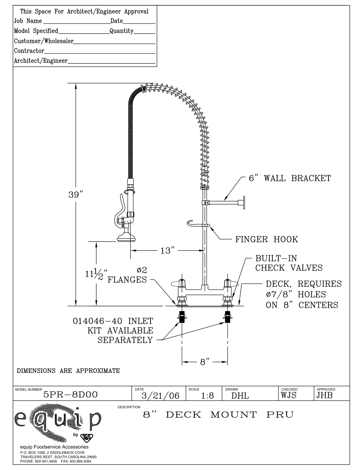 T & S Brass & Bronze Works 5PR-8D00 General Manual