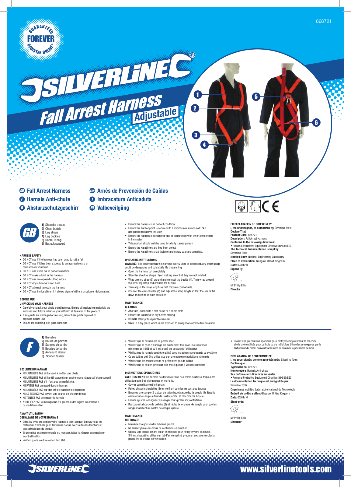 Silverline Fall Arrest Harness User Manual