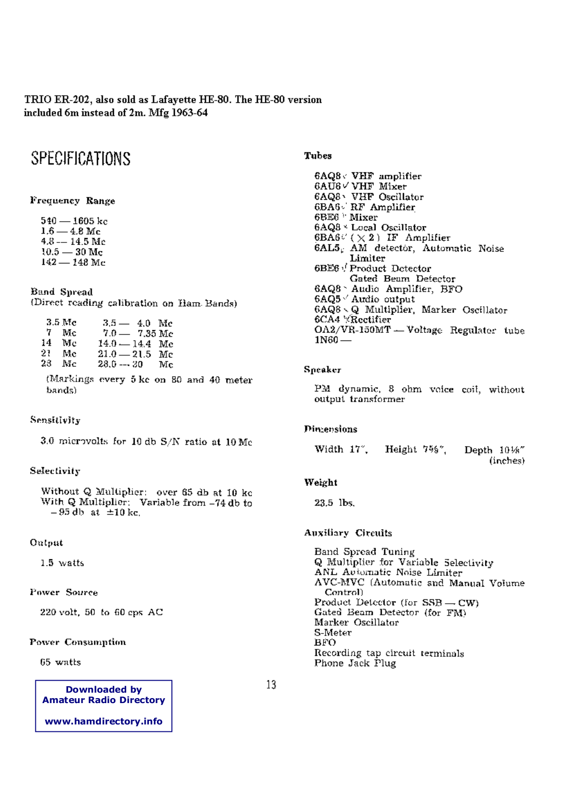 Kenwood ER202 Schematic