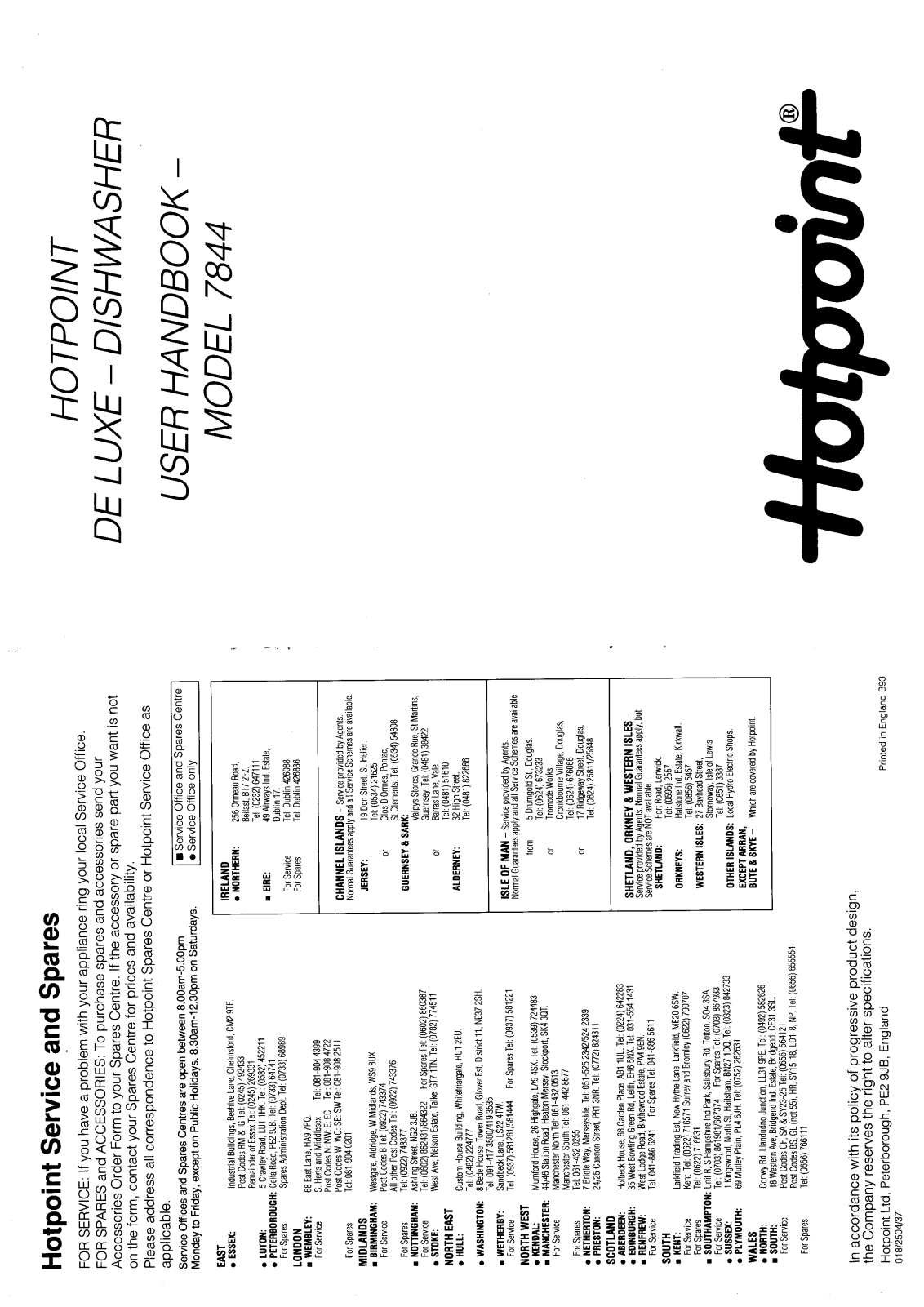 Hotpoint-Ariston HB7844 User Manual