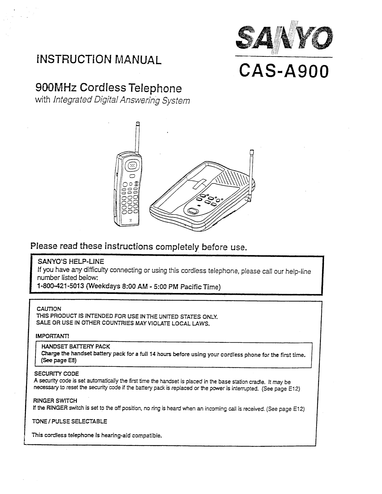 Sanyo CAS-A900 User Manual