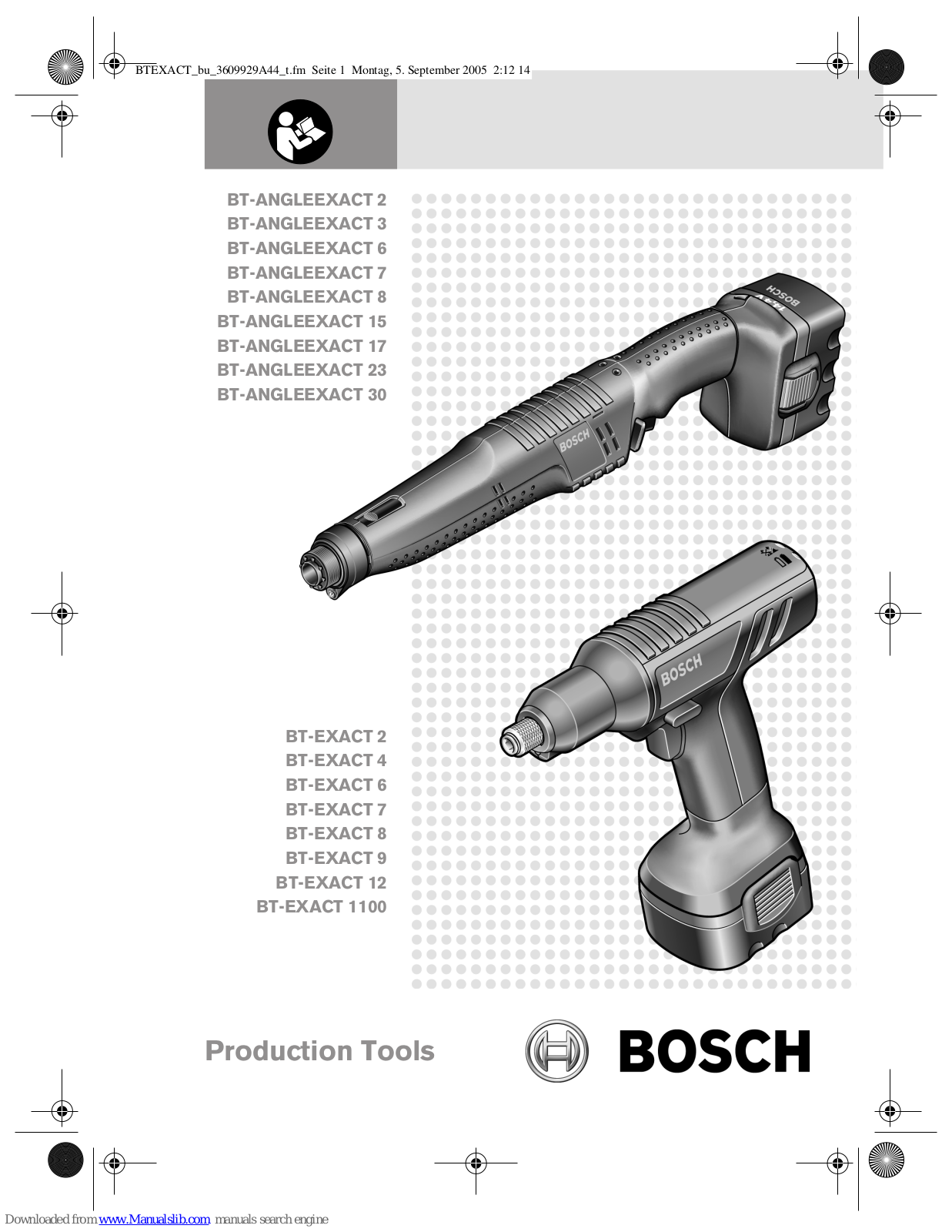 Bosch BT-ANGLEEXACT 6, BT-ANGLEEXACT 23, BT-ANGLEEXACT 3, BT-ANGLEEXACT 7, BT-ANGLEEXACT 15 User Manual