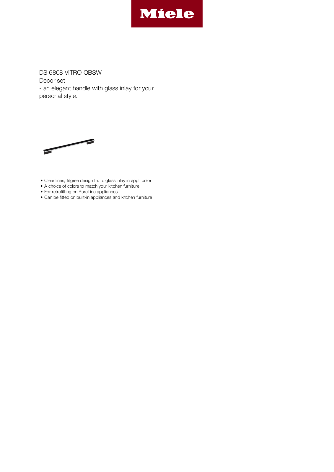 Miele DS 6808 VITRO OBSW Product Sheet