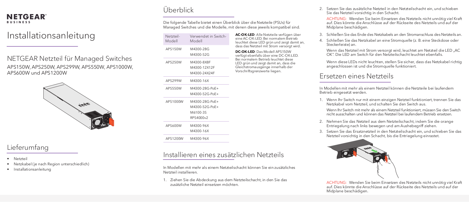 Netgear APS1000W Installationsanleitung