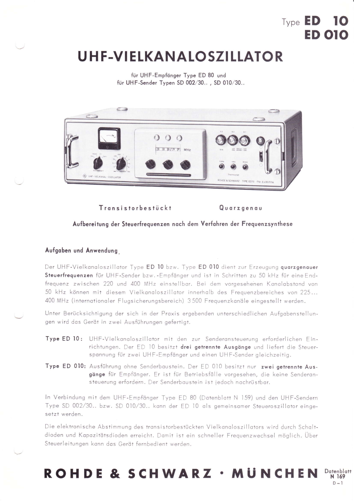 Rohde & Schwarz ED 10, ED 010 Datasheet - ManualMachine.com