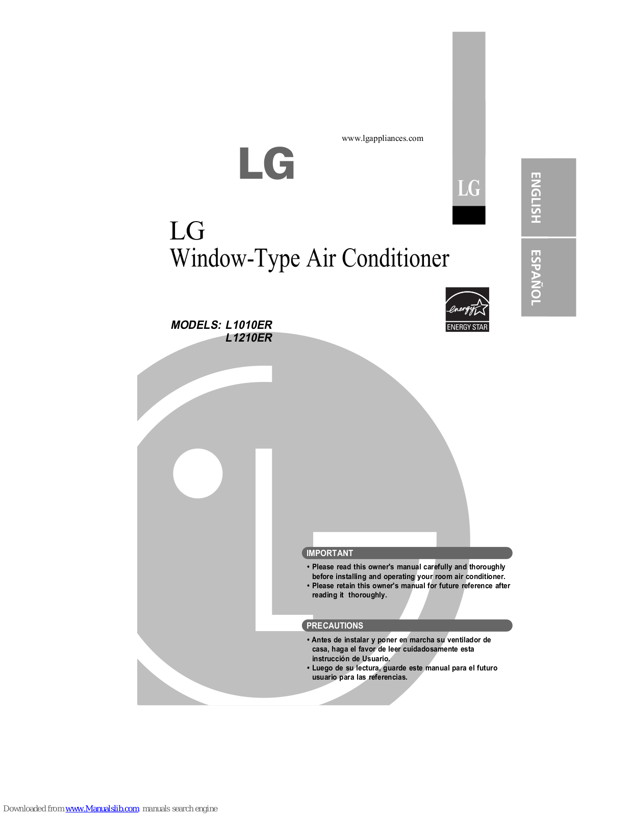 LG L1210ER, L1010ER Owner's Manual