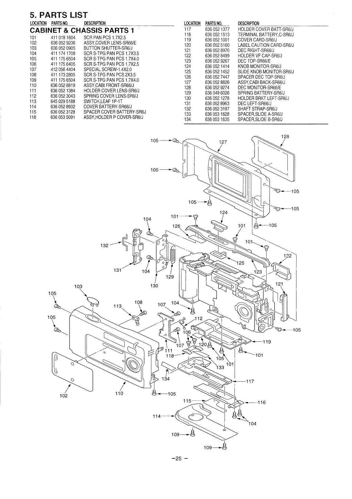 SANYO VPC-X350EX, VPC-X350E, VPC-X350 PARTS LIST