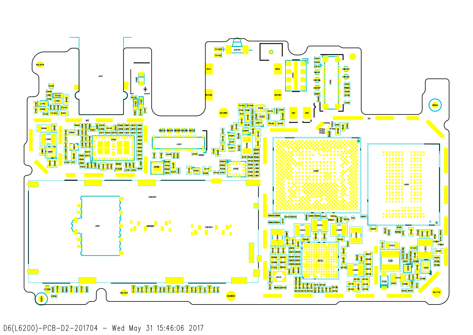 Xiaomi D6-D6S-主板位号图V1.0, D6-D6S-主板位号图V1.0 Mainboard bit number diagram