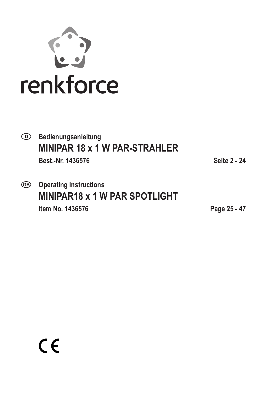 Renkforce 1436576 Operating Instructions