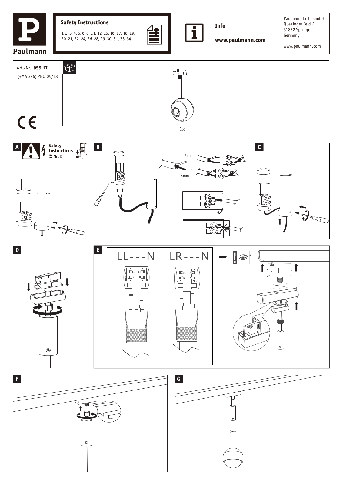 Paulmann 955.17 operation manual