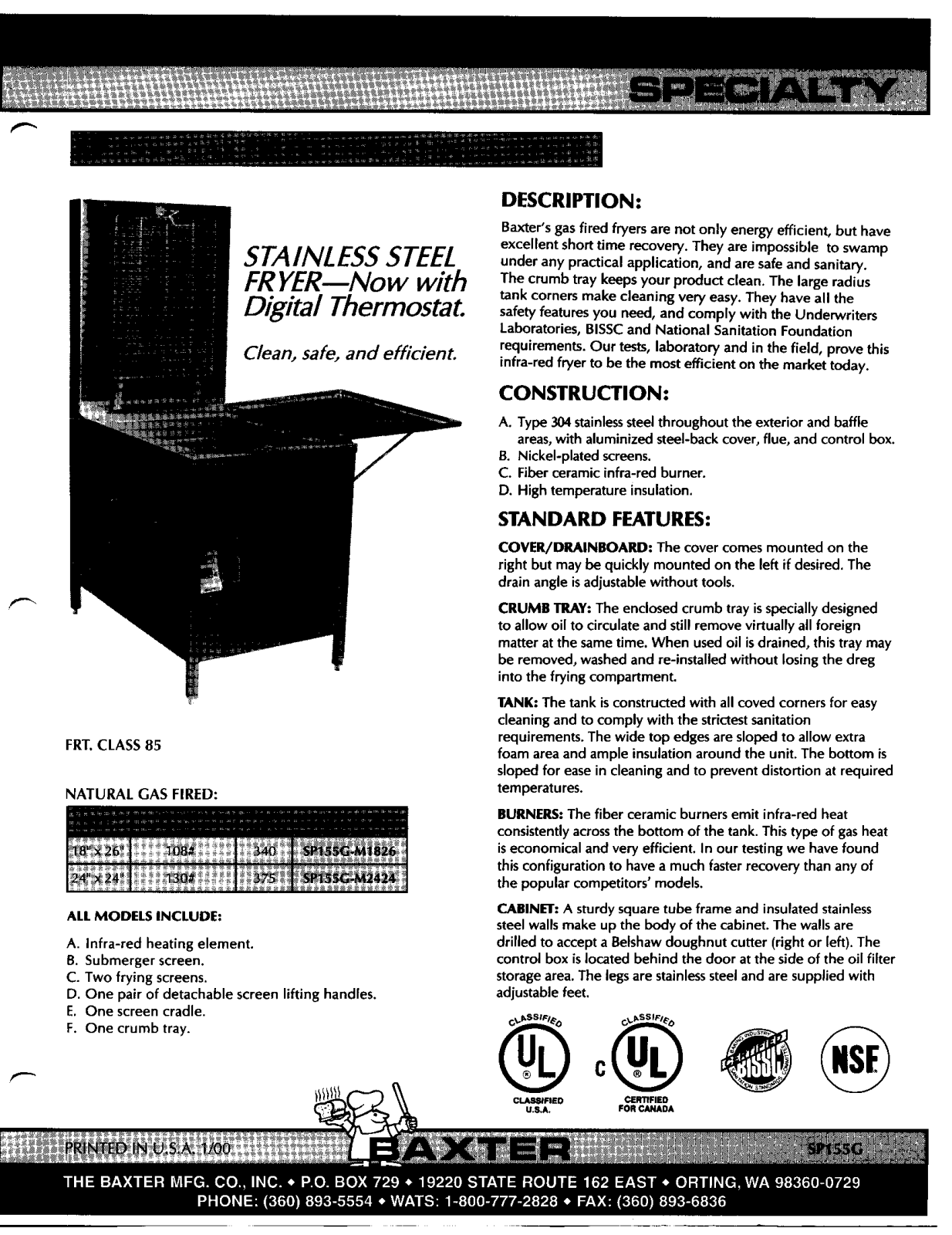 Baxter SP155G-M1826 User Manual