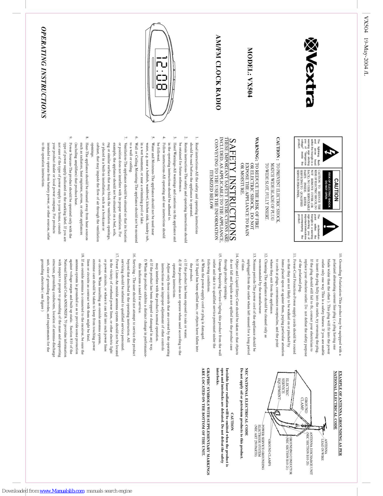 Vextra VX504 Operating Instructions Manual