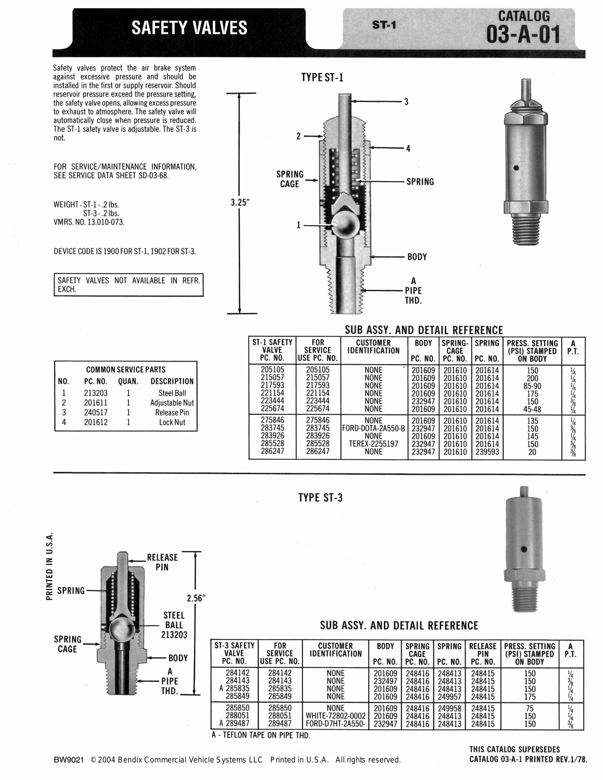 BENDIX 03-A-01 User Manual