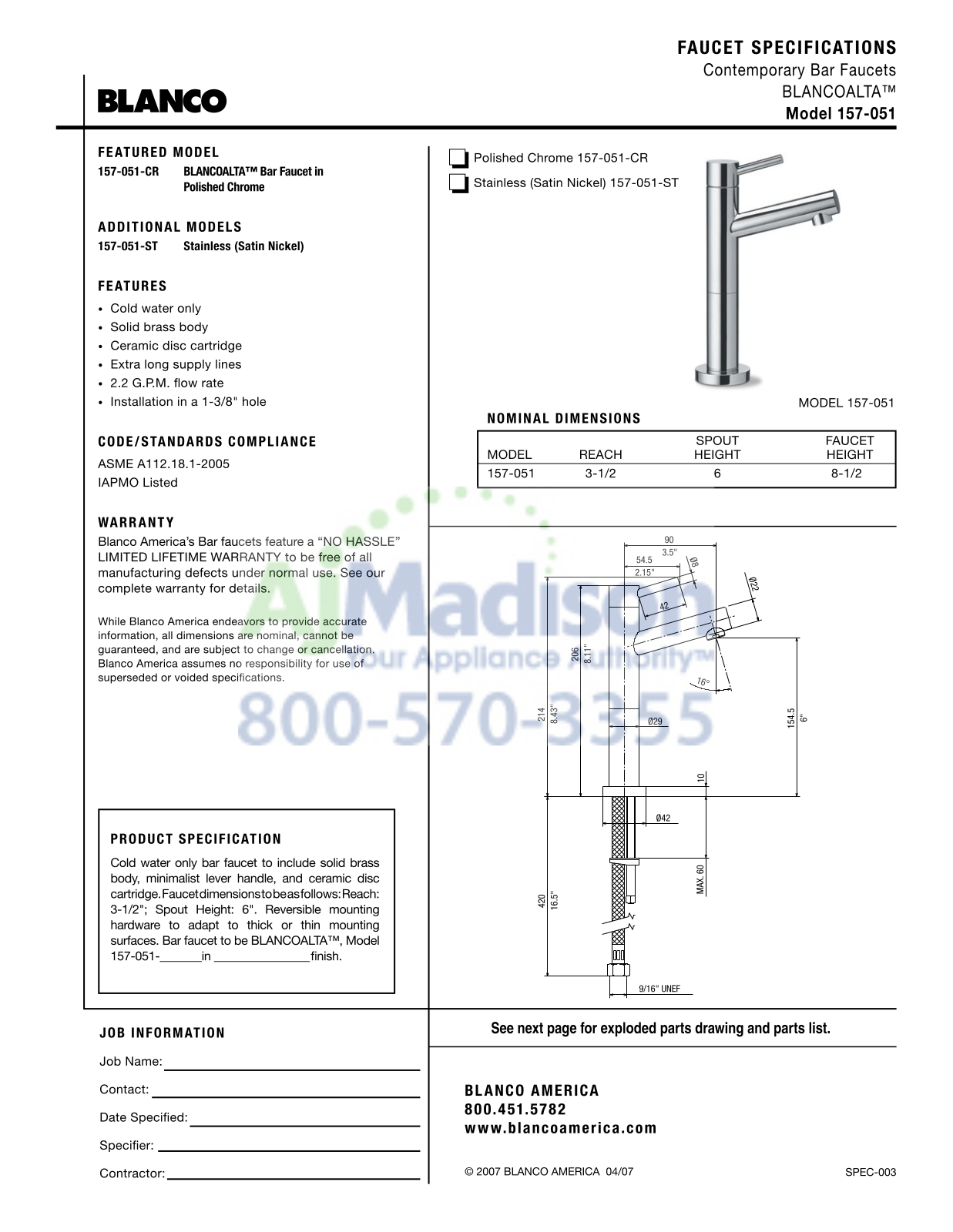 Blanco 440688 Specs