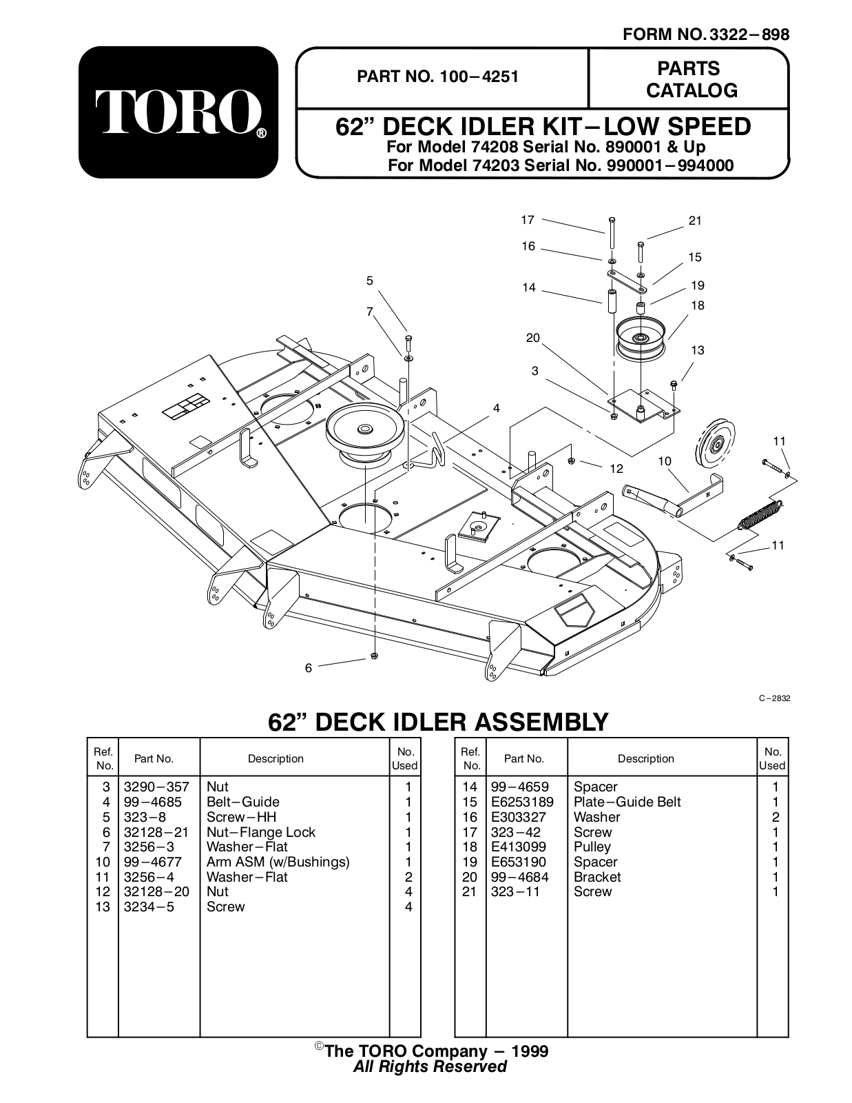 Toro 100-4251 Parts Catalogue