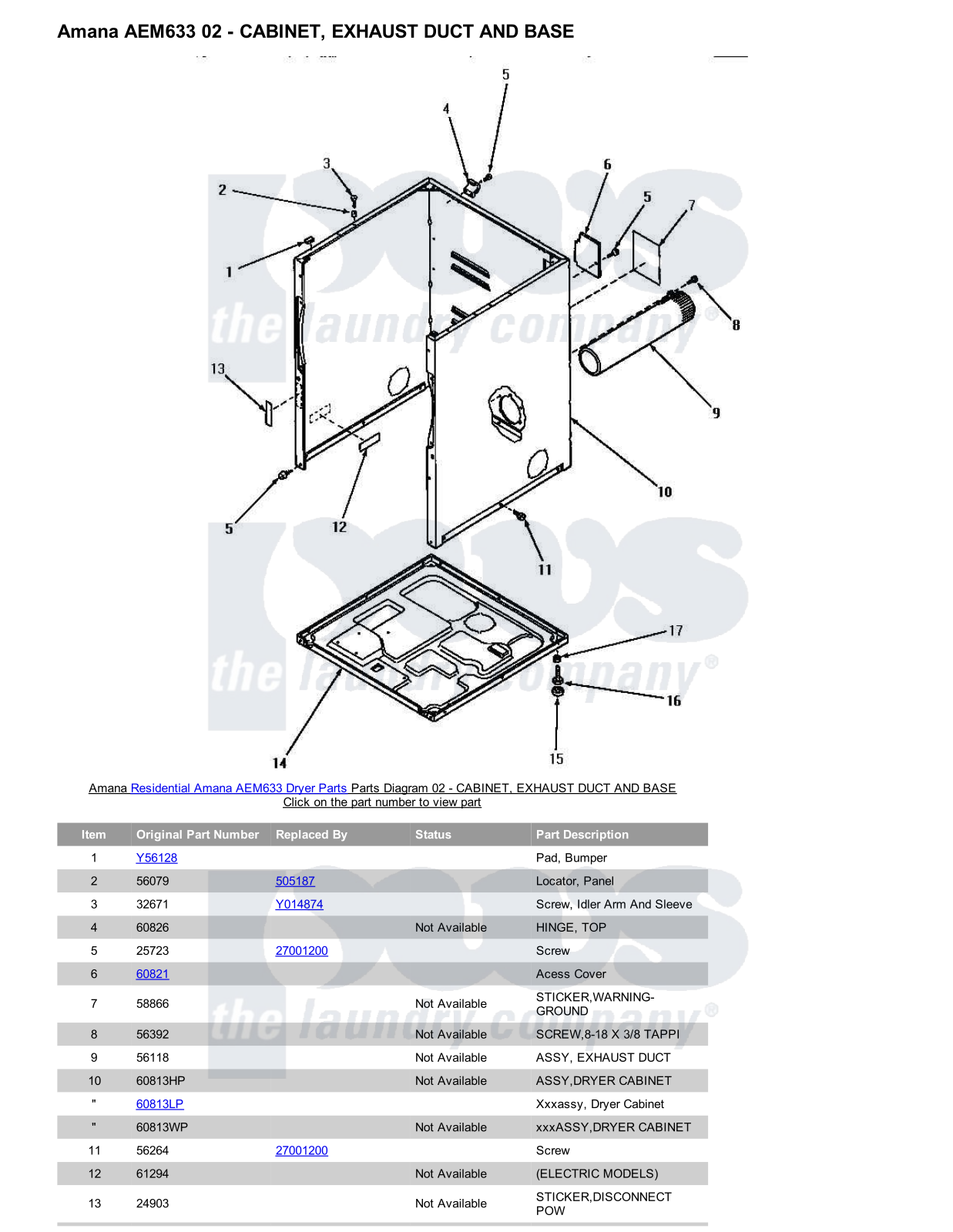 Amana AEM633 Parts Diagram