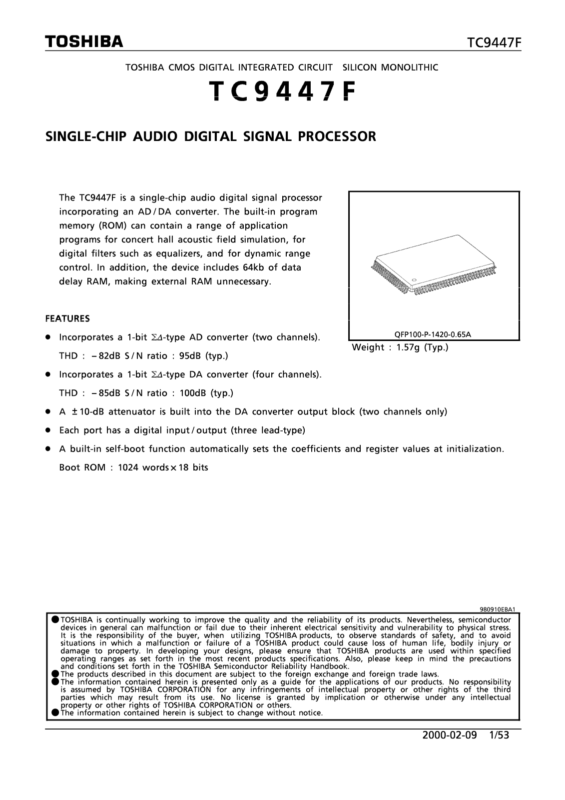 Toshiba TC9447F User Manual