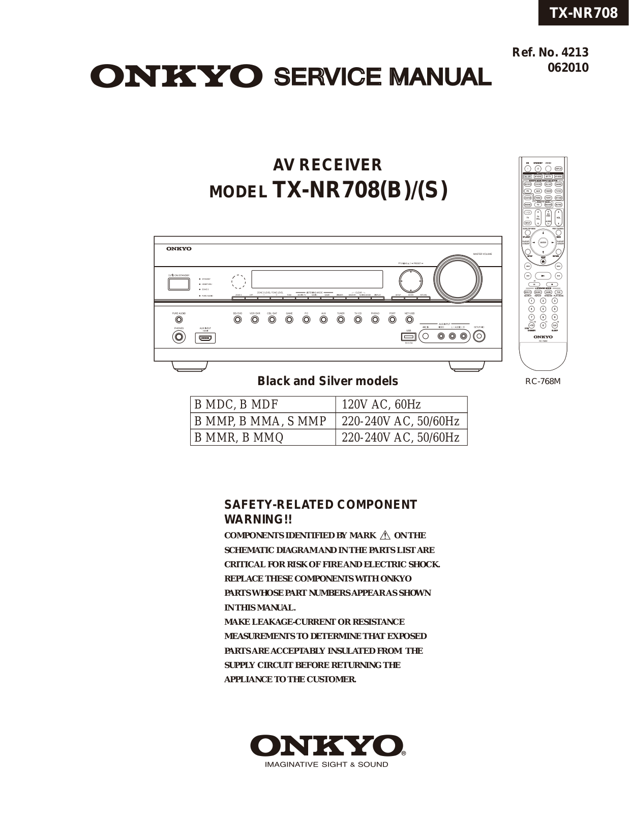 Onkyo TXNR-708 Service manual