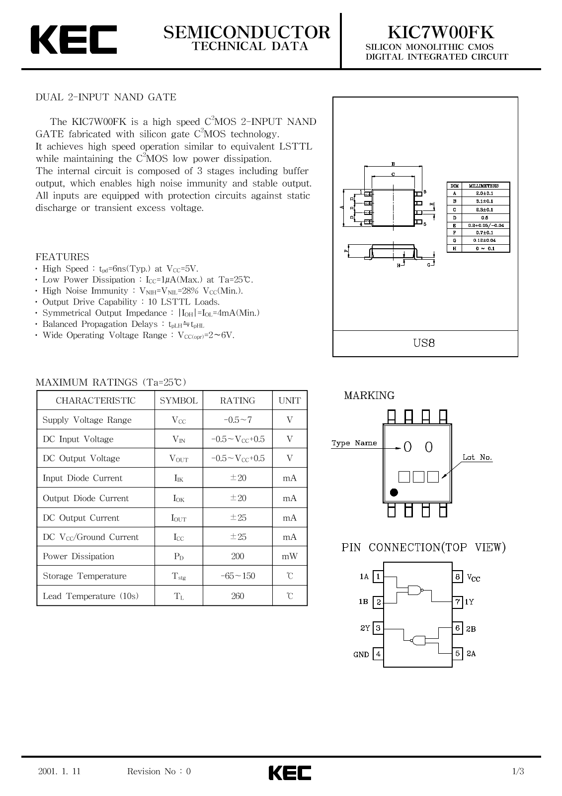 KEC KIC7W00FK Datasheet