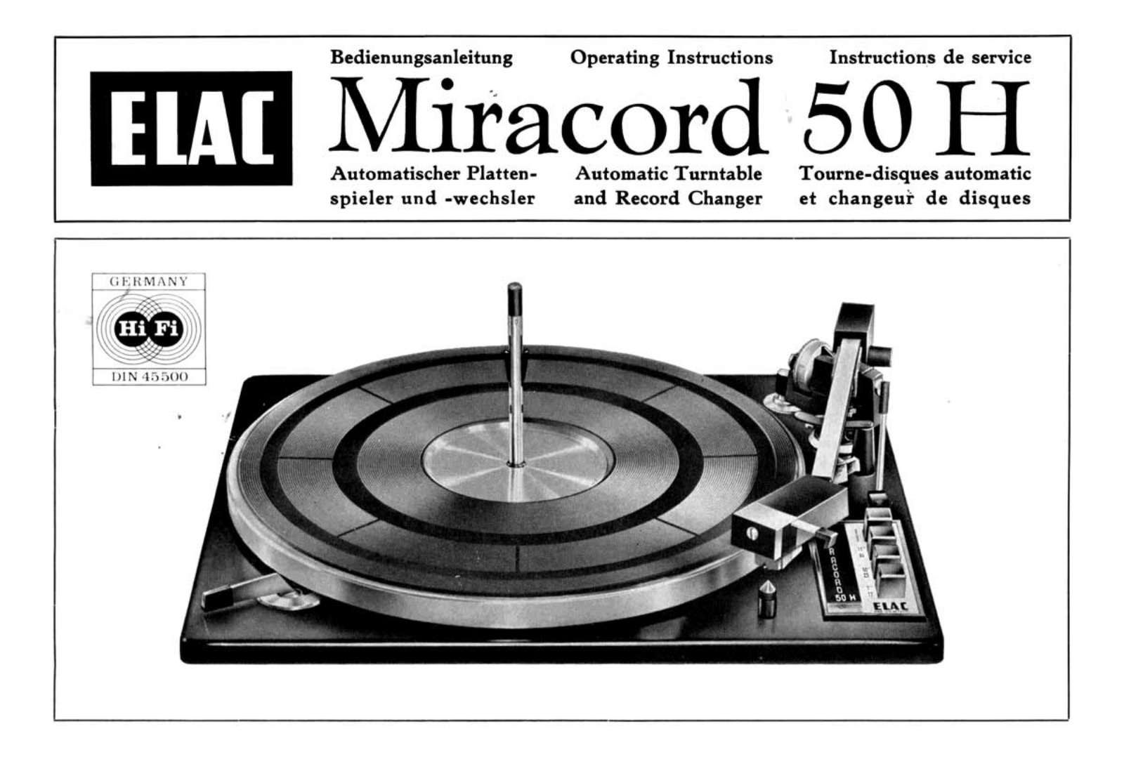 Elac Miracord 50-H Owners manual