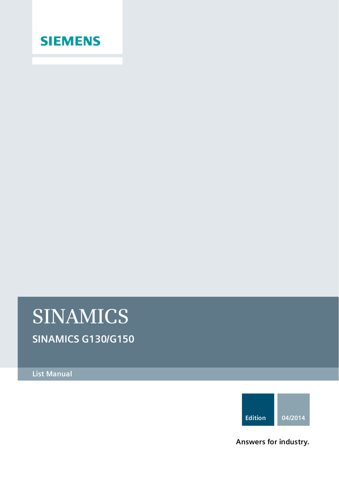 Siemens SINAMICS G150,SINAMICS G130 User Manual