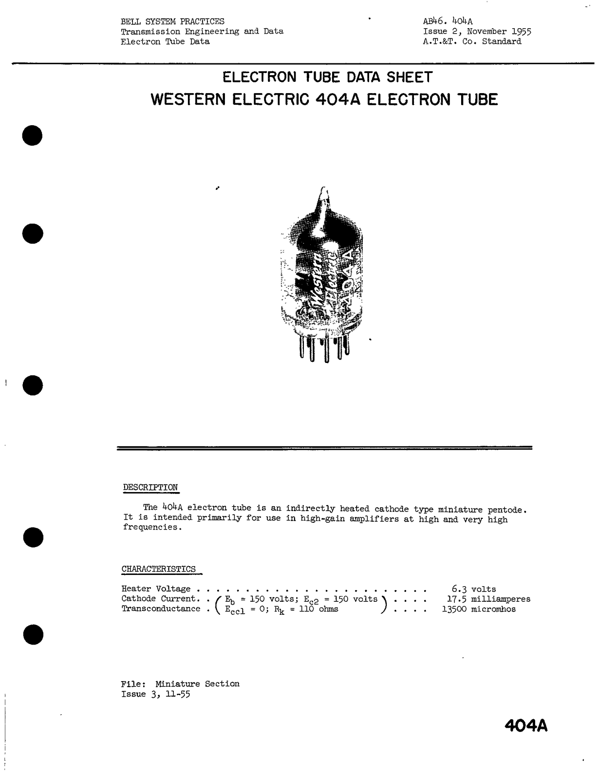 Western Electric 404-A Brochure