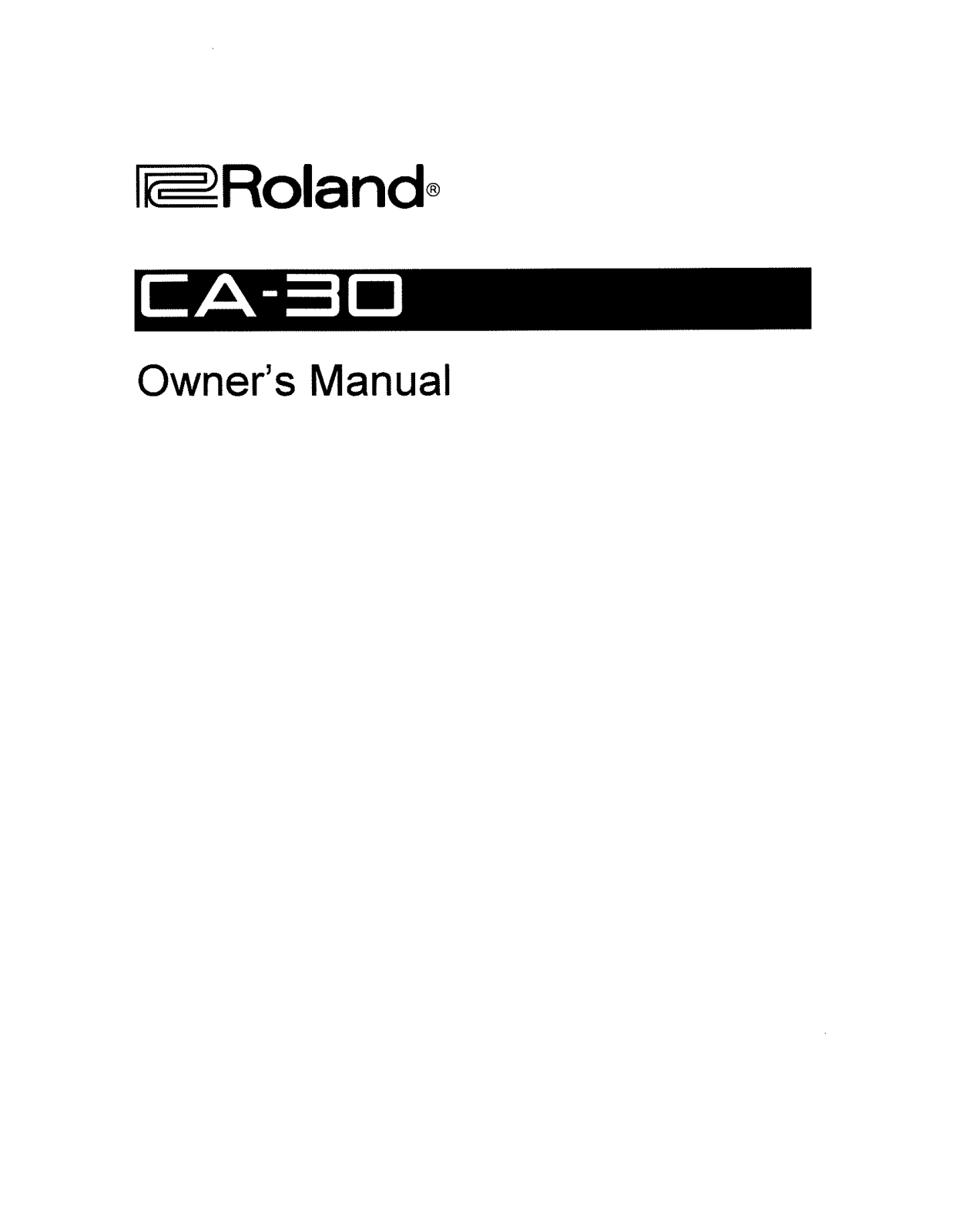 Roland Corporation CA-30 Owner's Manual