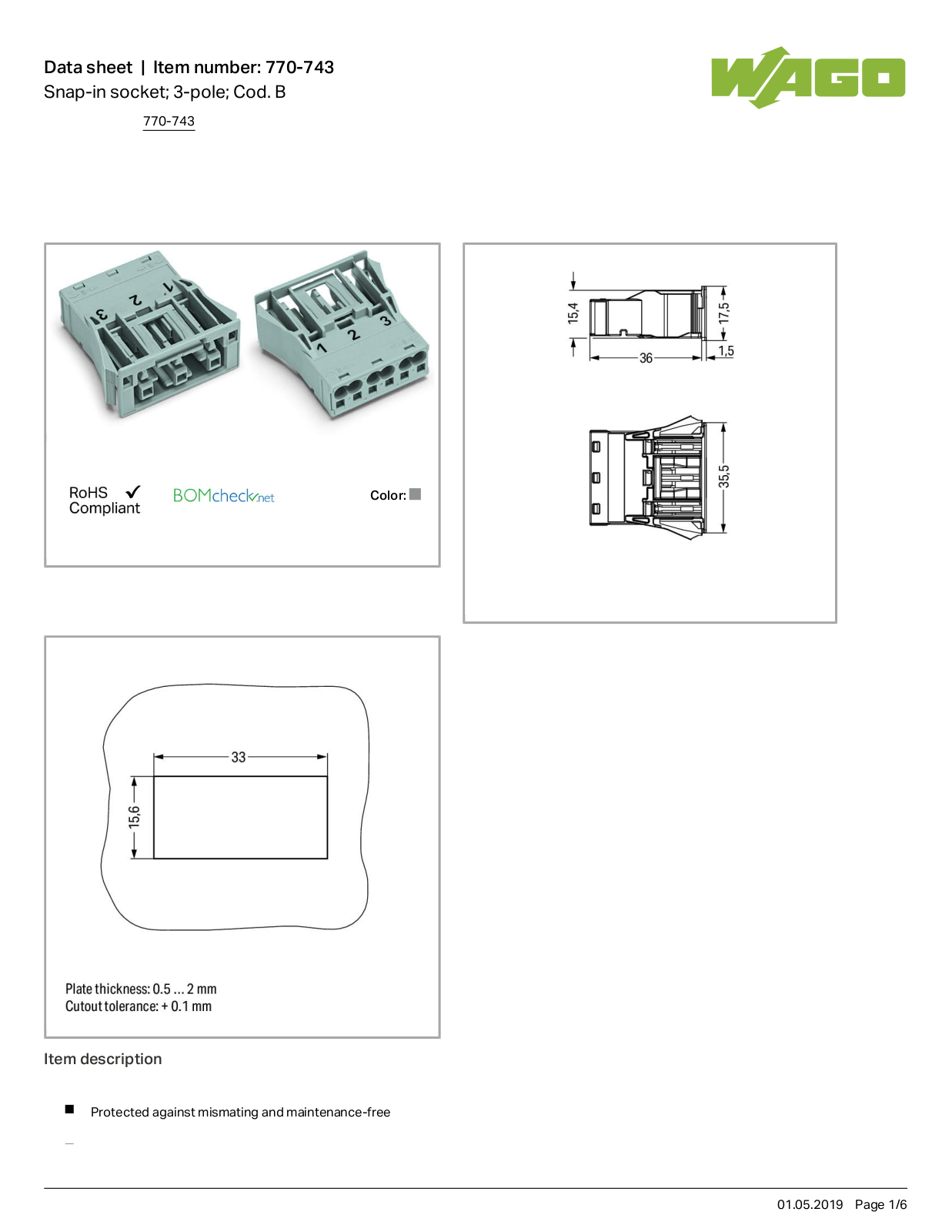 Wago 770-743 Data Sheet