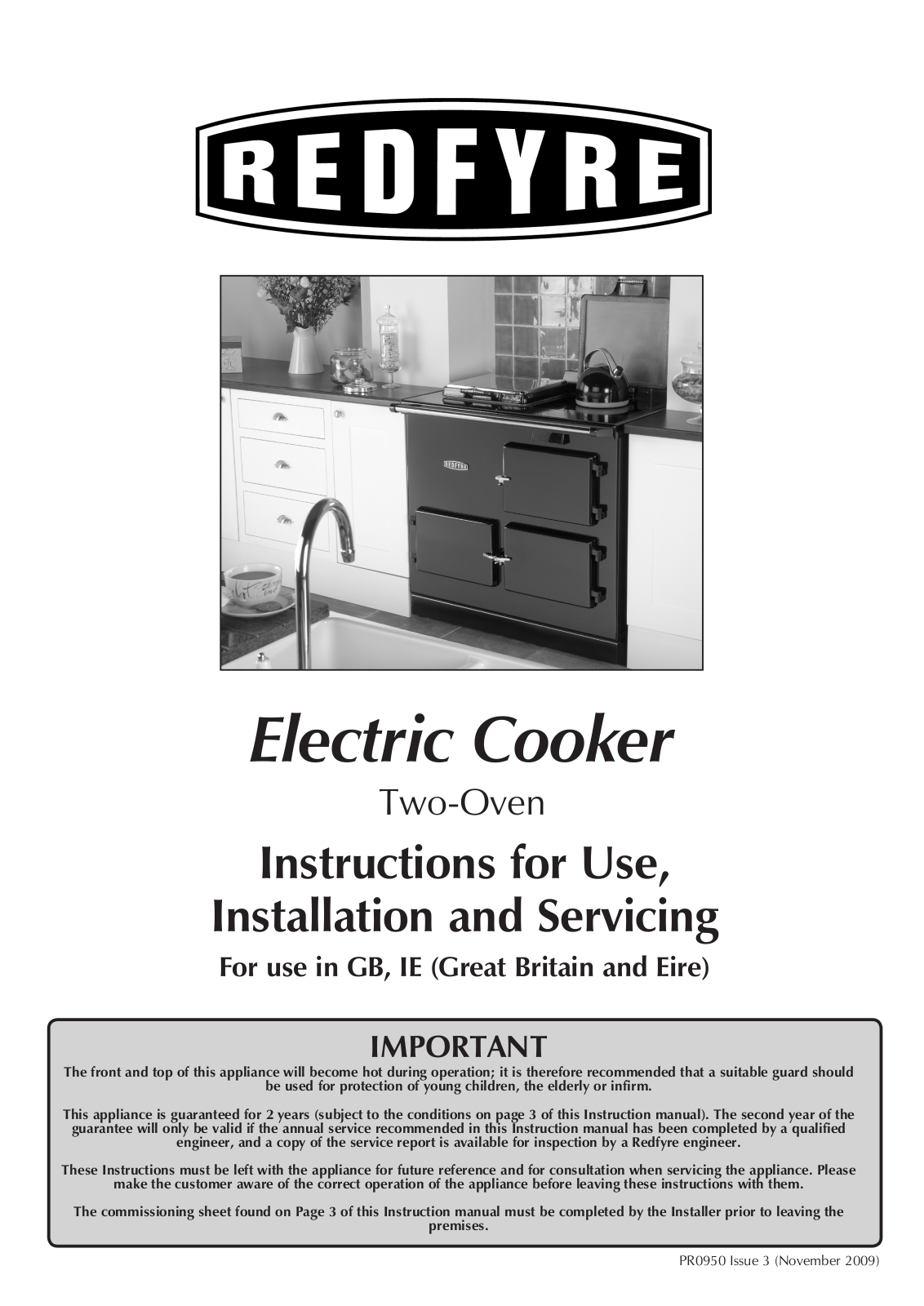 Redfyre Electric Cooker Two-Oven Installation and Use Instruction