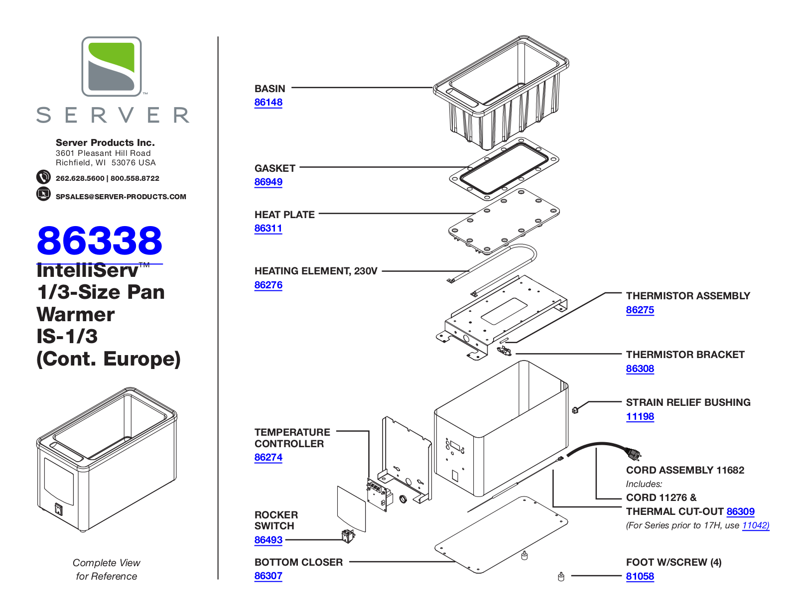 Server 86338 Parts List