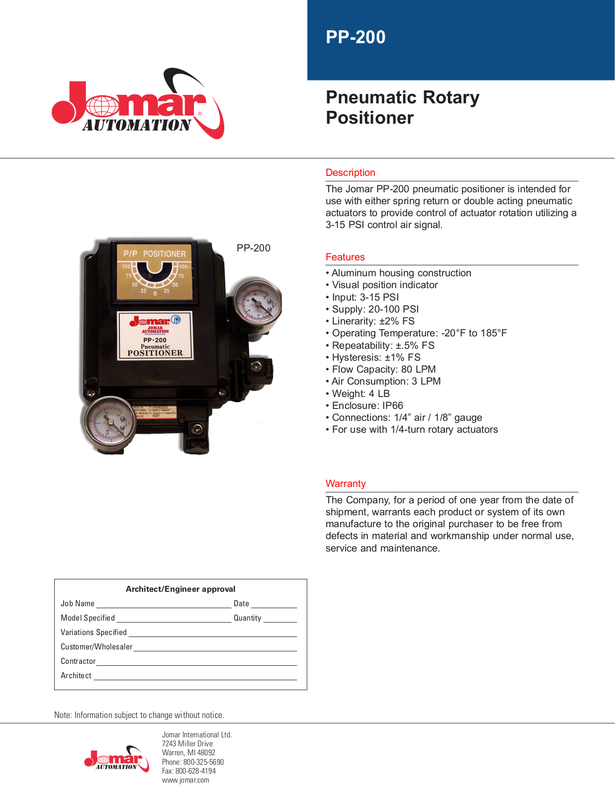 Jomar PP-200 User Manual