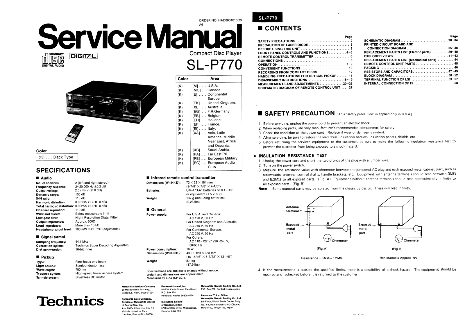 Technics SLP-770 Service manual