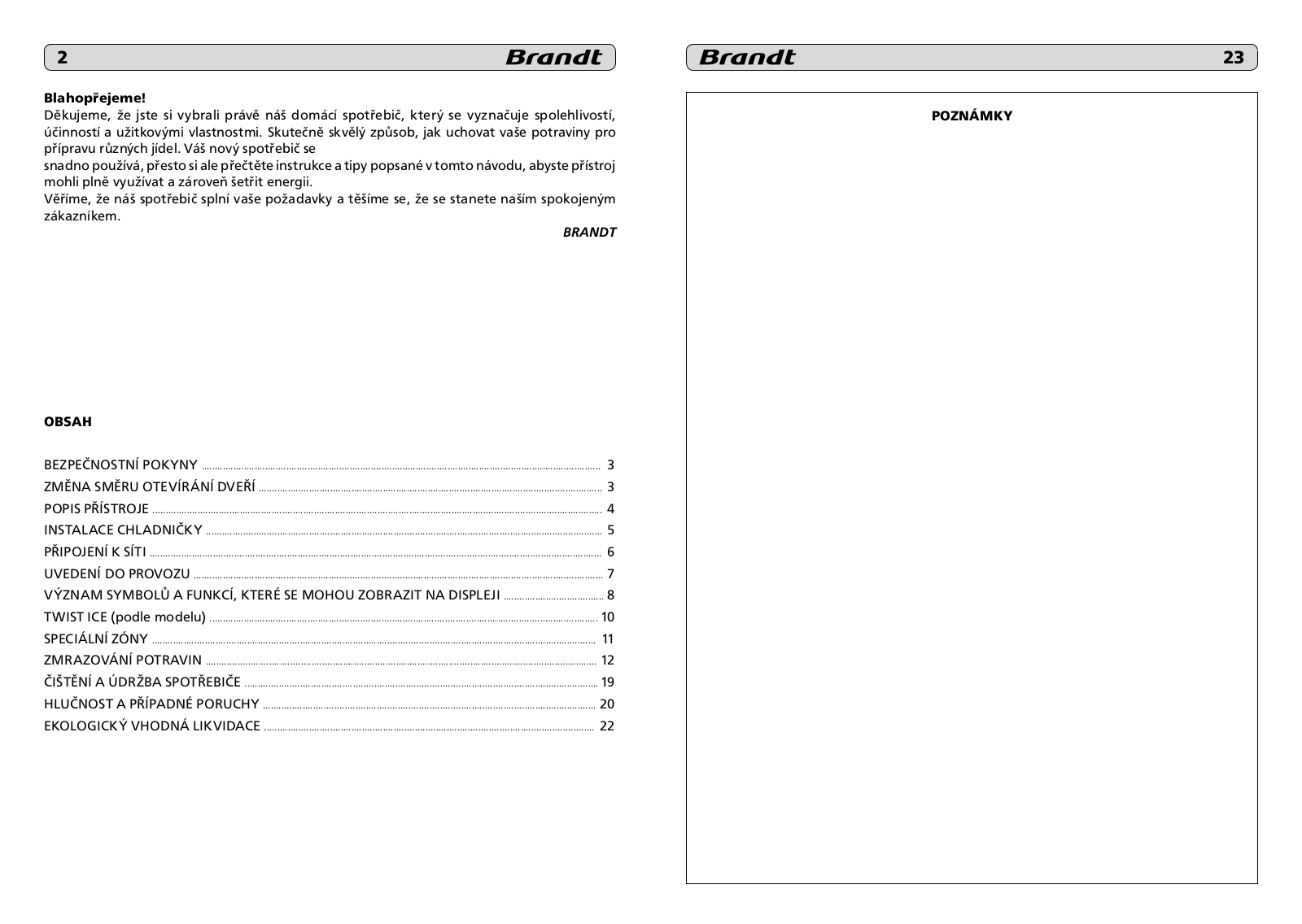 Brandt UD2722, UD2322, UD2022 User Manual