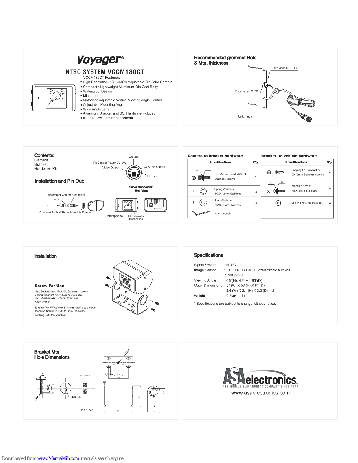 Voyager VCCM130CT Installation Manual