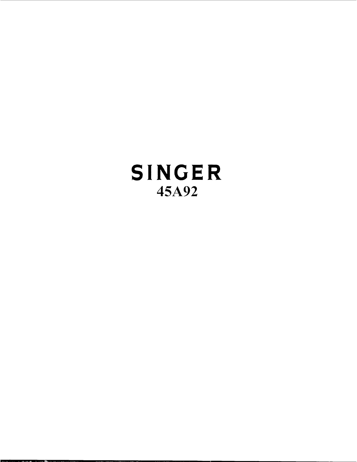 Singer 45A92 User Manual