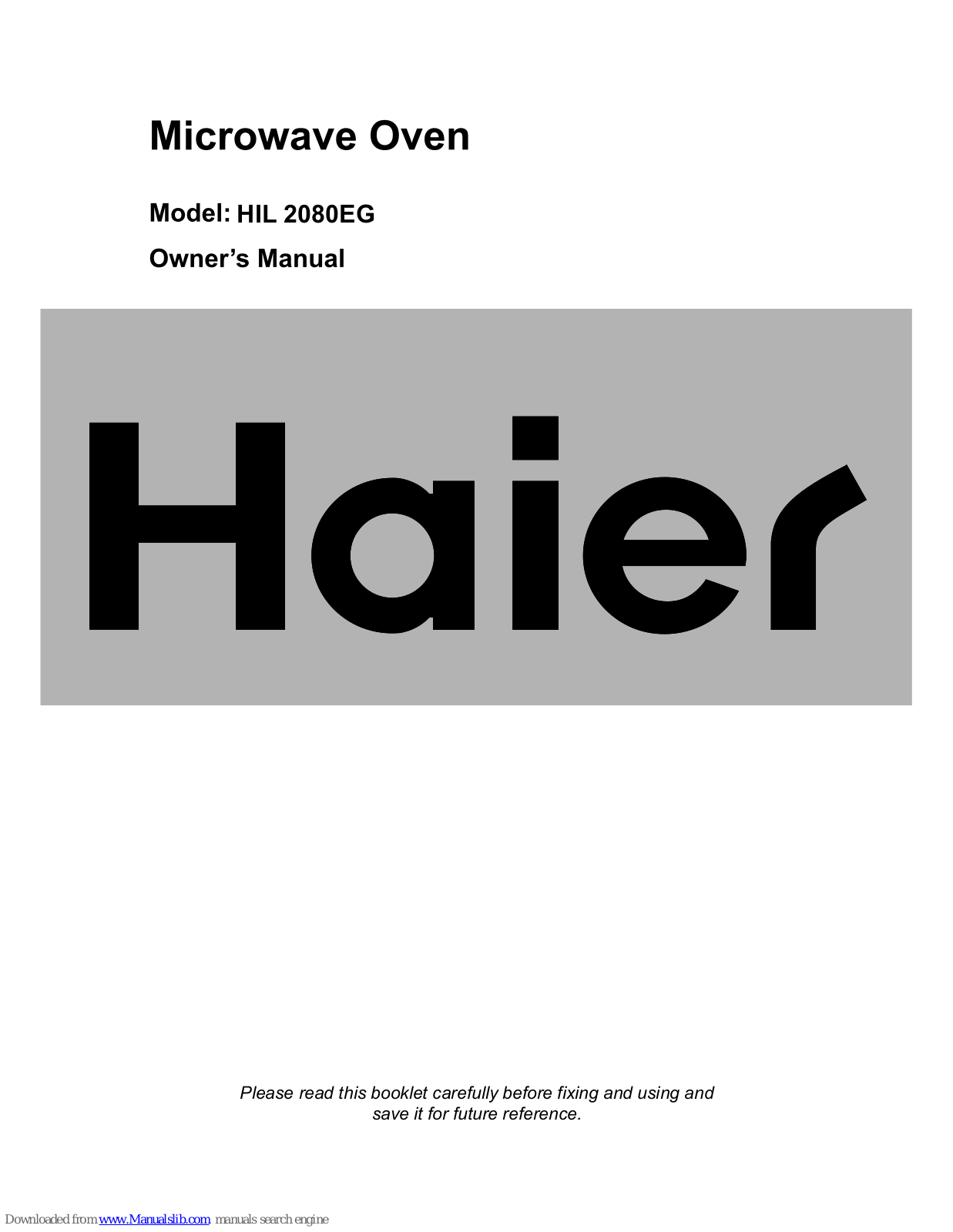 Haier HIL 2080EG, HDB-34100EG Owner's Manual