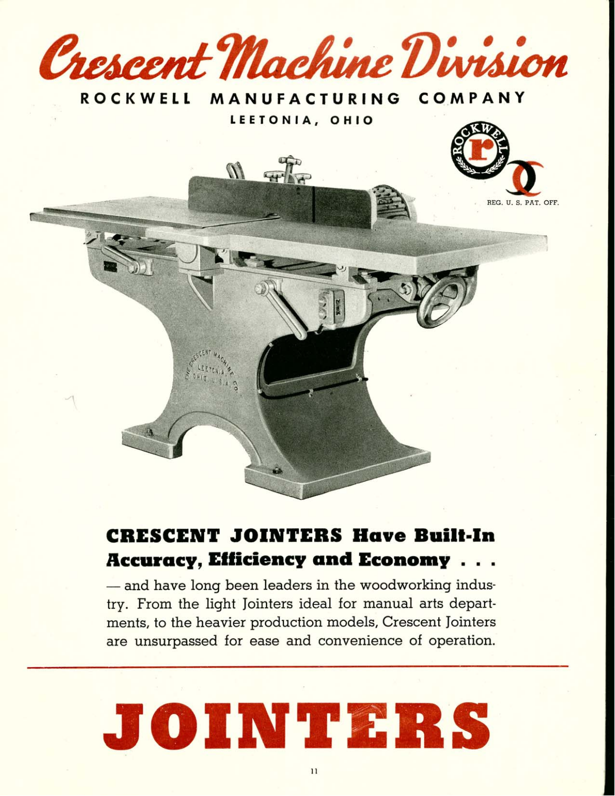 Crescent Machine 1946 - Crescent Jointers Jointers - ManualMachine.com