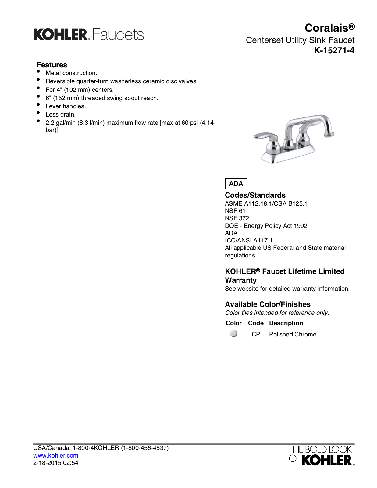 Kohler KOH5953 Specifications - ManualMachine.com