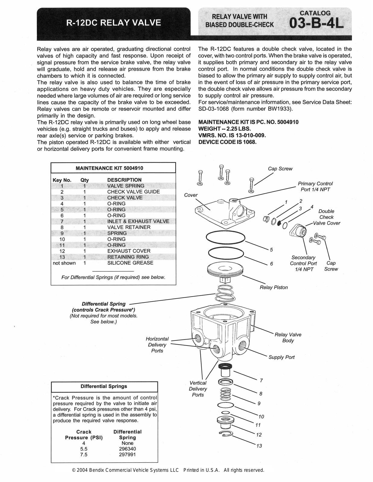 BENDIX 03-B-4L User Manual